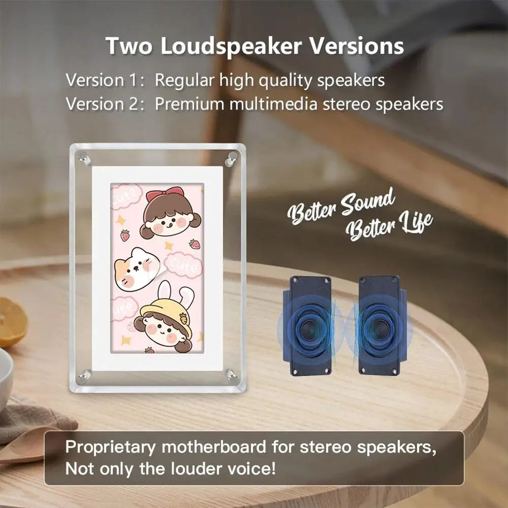 5 Inch Acrylic Picture Motion Frame Cuttest Default 4GB Memory Volume Button/ Speaker Inside / Type C Cable