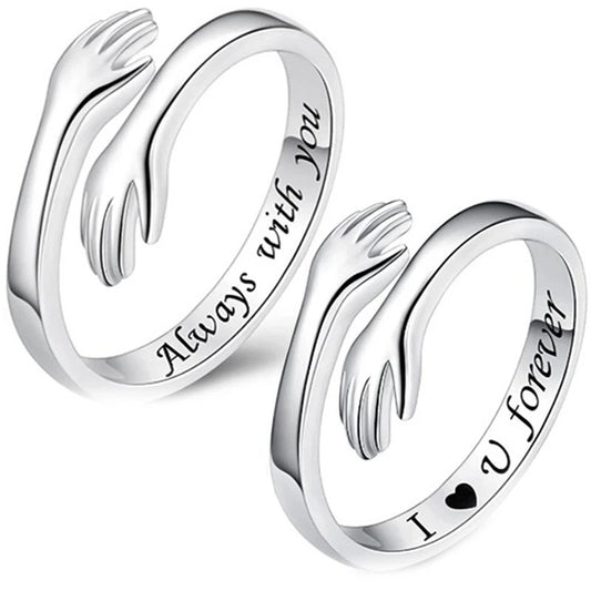"I Love You Forever" Geometric Hug Ring Jewelry Men's And Women's Fashion Gothic Hip-hop Fashion Jewelry Gift Wholesales